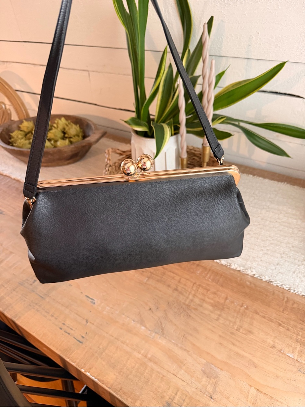 Target Black Clutch with Gold Frame-Top Hardware - Picture 2 of 3
